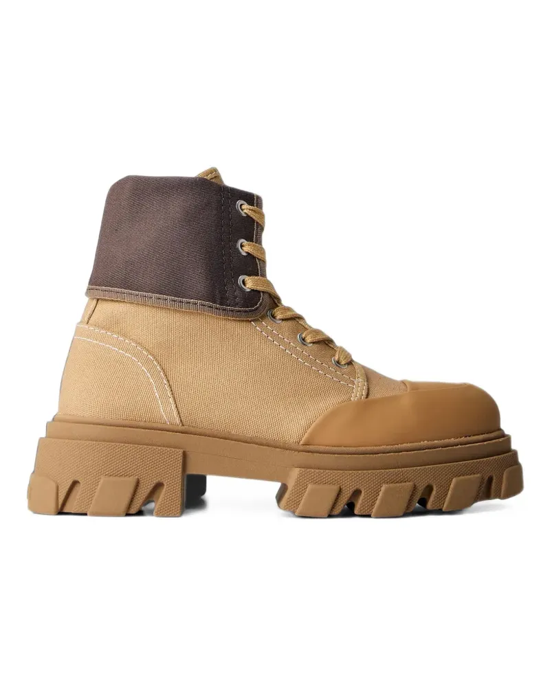 Ganni Schnürstiefel aus Canvas - Braun Braun