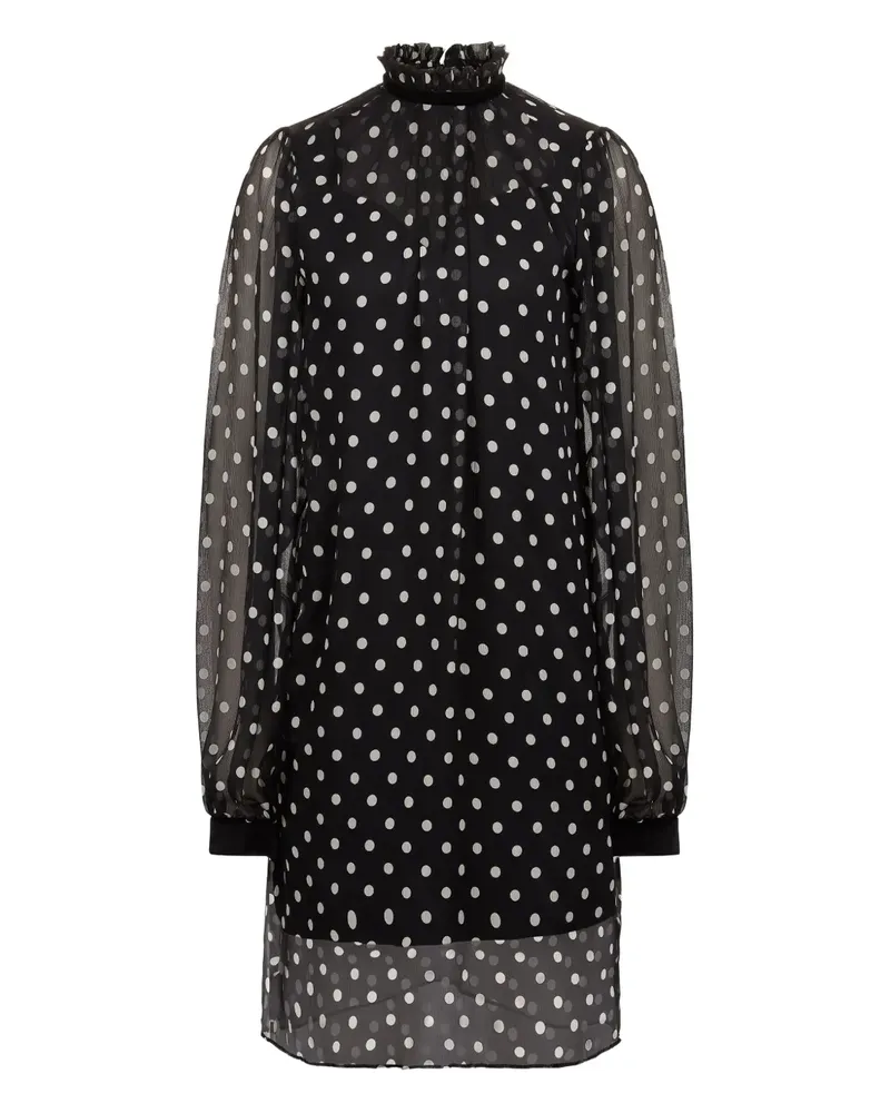 Nina Ricci Gerüschtes Minikleid mit Polka Dots - Schwarz Schwarz