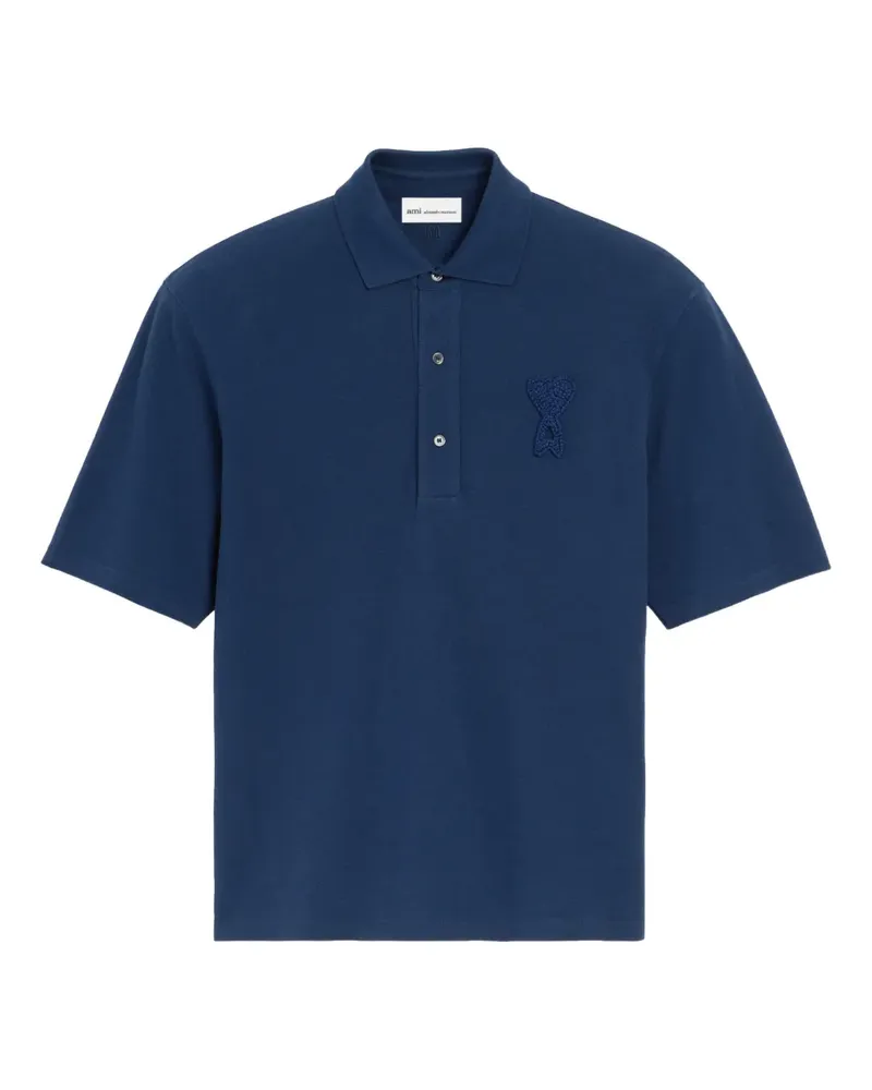 AMI Paris Gehäkeltes Ami de Coeur Poloshirt - Blau Blau