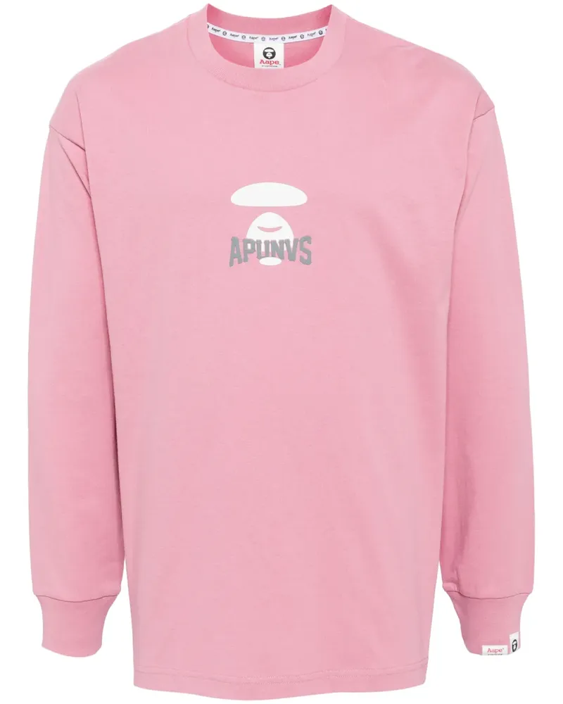 BAPE Langarmshirt mit Moonface-Print - Rosa Rosa