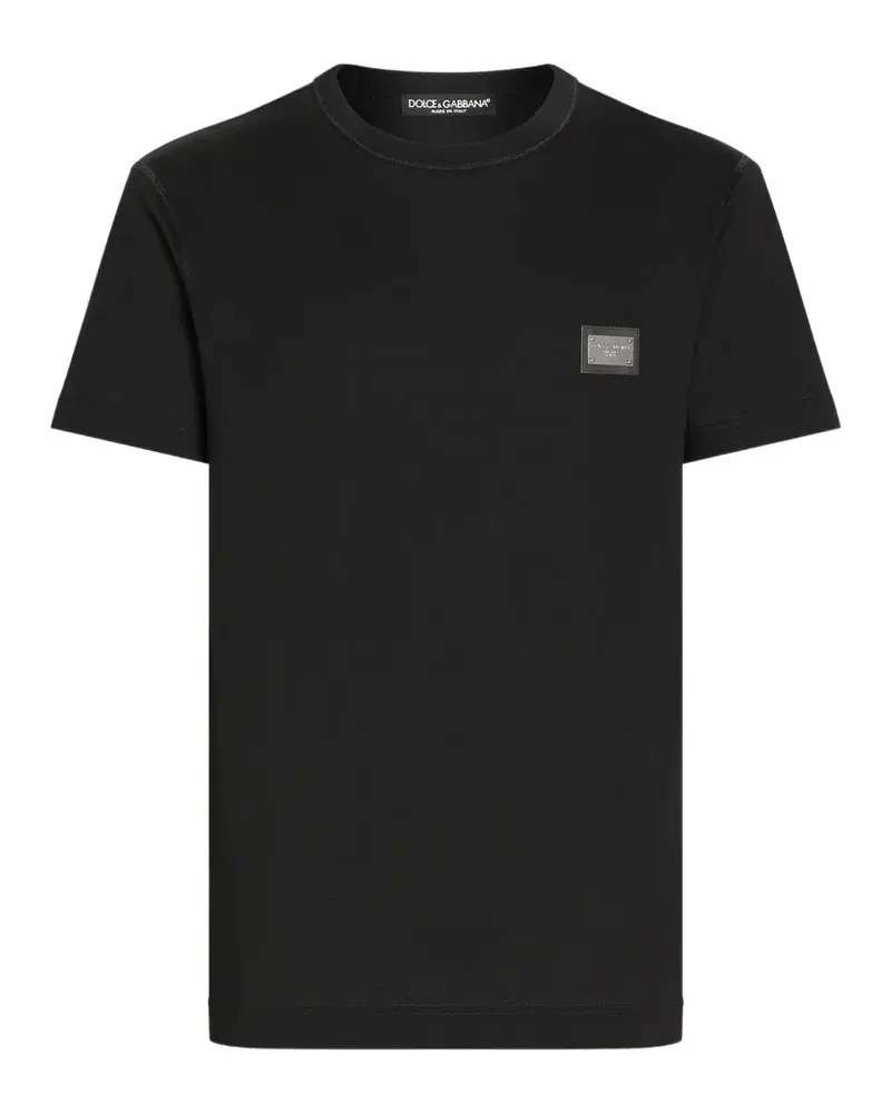 Dolce & Gabbana T-Shirt mit Logo-Schild - Schwarz Schwarz
