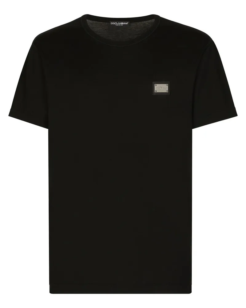 Dolce & Gabbana T-Shirt mit Logo-Schild - Schwarz Schwarz