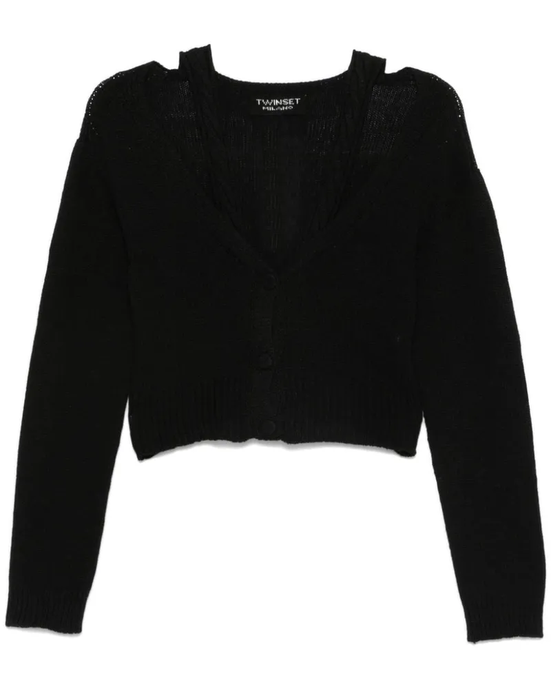 Twin-Set x Marco Rambaldi Cropped-Cardigan - Schwarz Schwarz