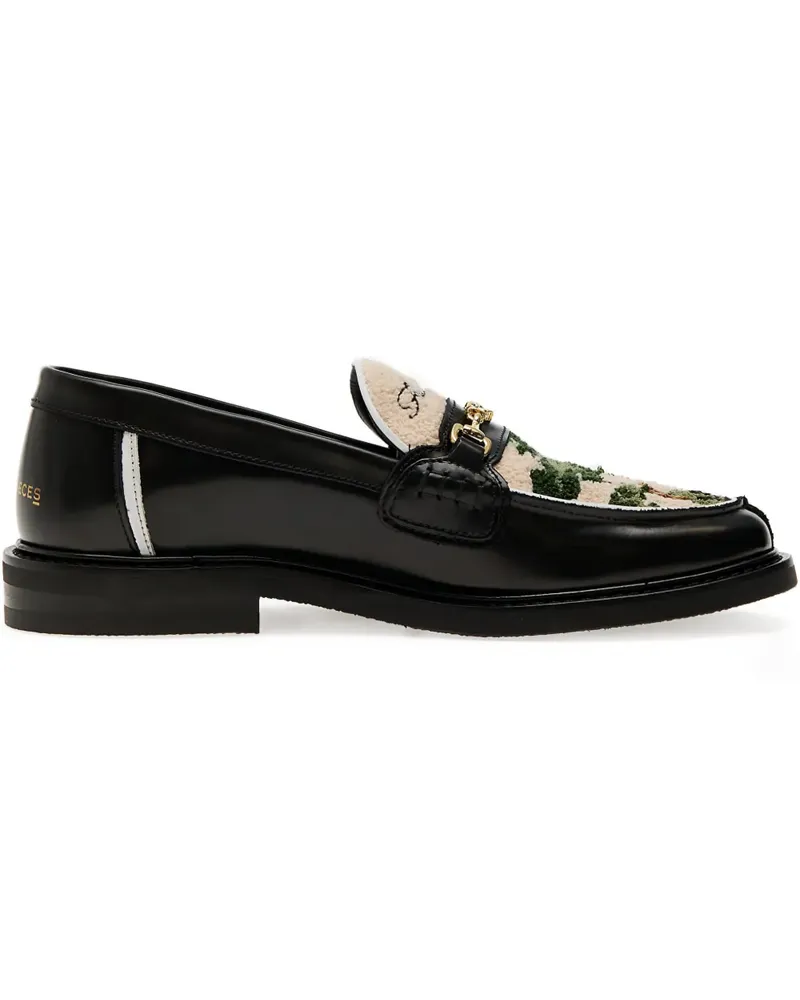 Filling Pieces Loafer mit Stickerei - Schwarz Schwarz
