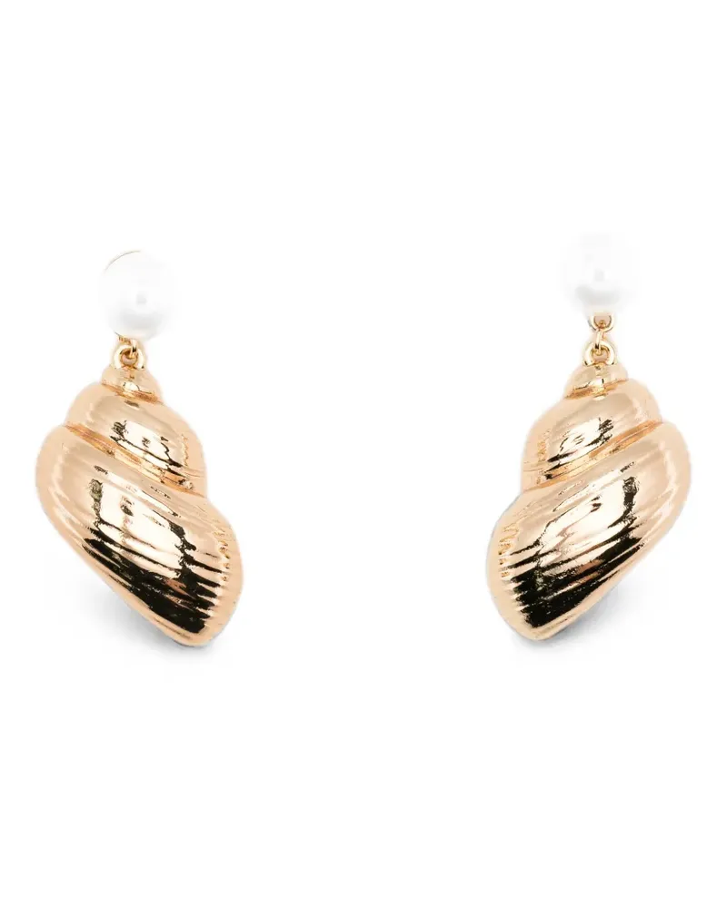 Self-Portrait pearl-embellished earrings - Gold Gold