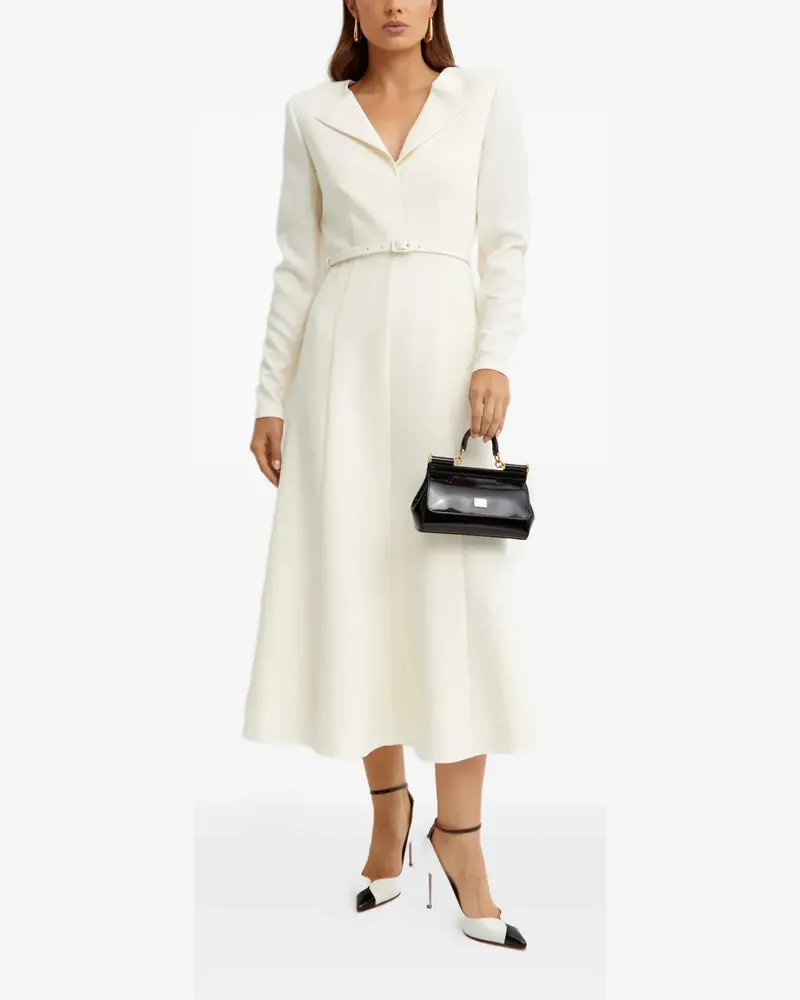 Roland Mouret V-neck belted midi dress - Nude Nude