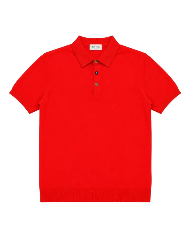 Heritage fine-knit short-sleeve polo shirt - Rot Rot