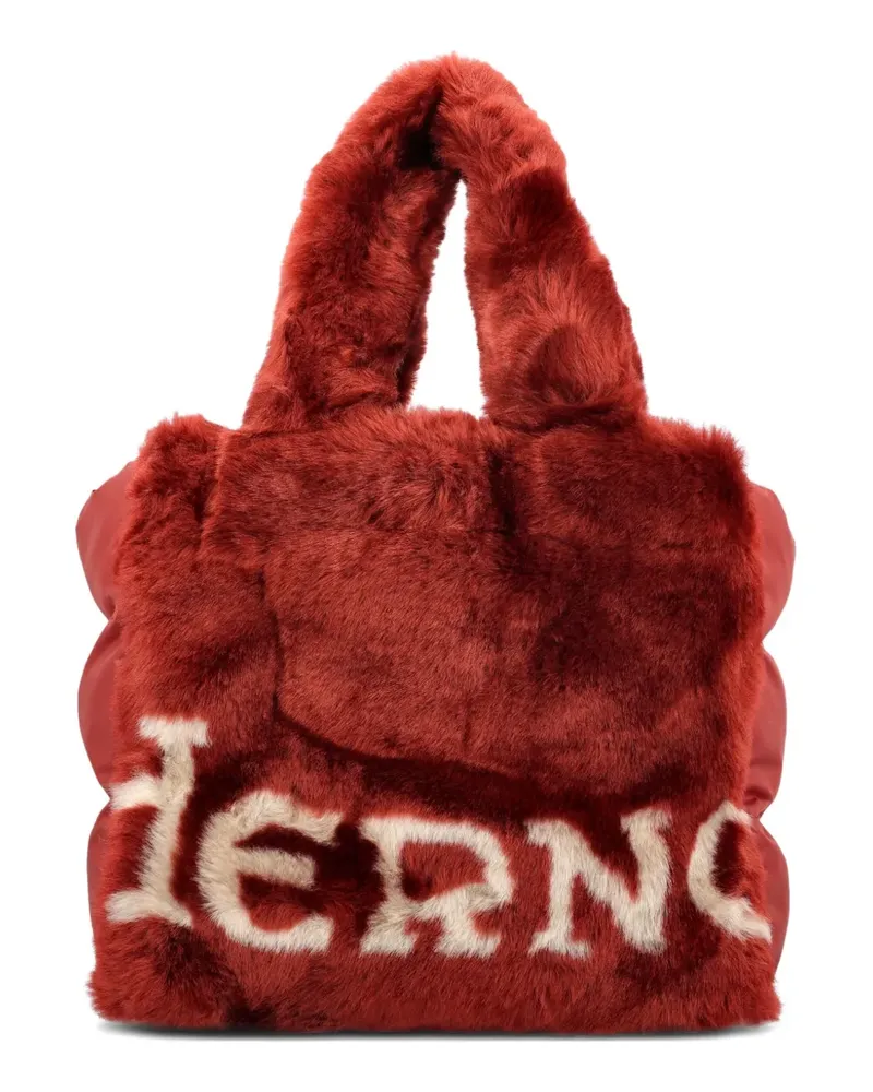 Herno faux-fur logo-embellishment tote bag - Braun Braun