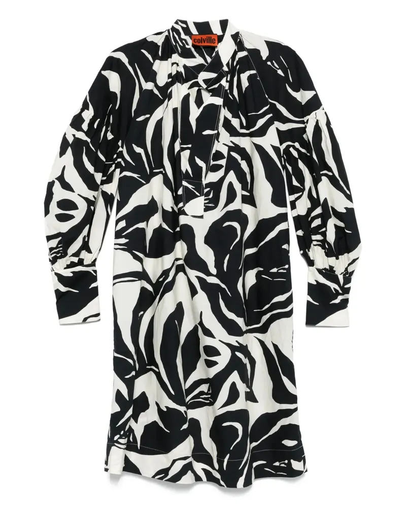 Colville Gerafftes Kleid mit abstraktem Print - Weiß Weiß