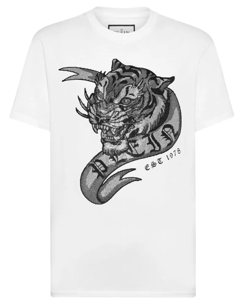 Philipp Plein T-Shirt mit Tiger-Print - Weiß Weiß