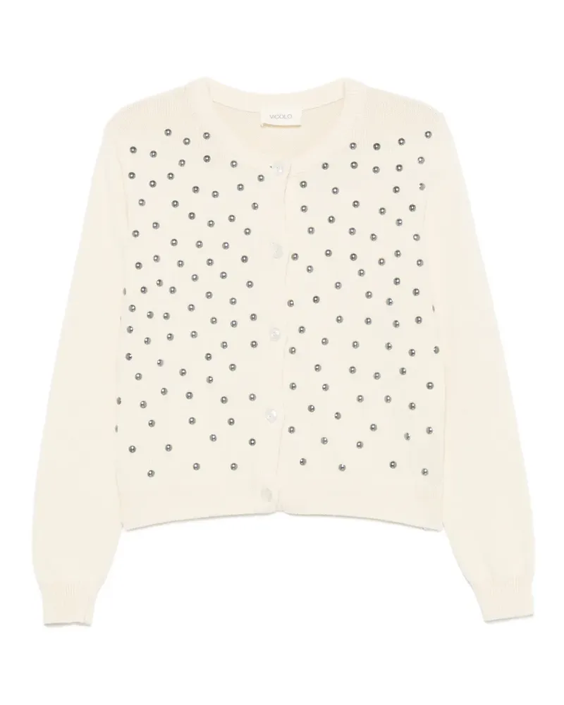 VICOLO stud-embellished cardigan - Nude Nude