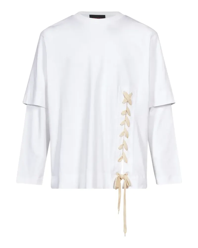 Simone Rocha T-Shirt im Layering-Look mit Schnürung - Weiß Weiß