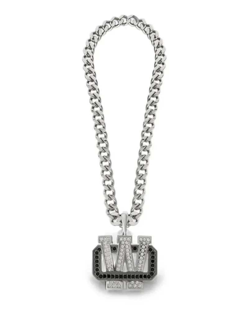 OFF-WHITE Bling Strass curb chain necklace - Silber Silber