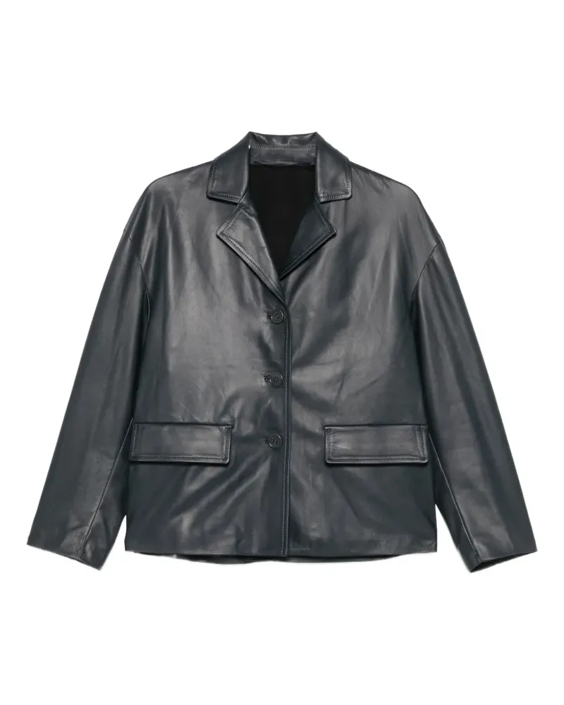 Salvatore Santoro Lederjacke mit Knopfverschluss - Blau Blau