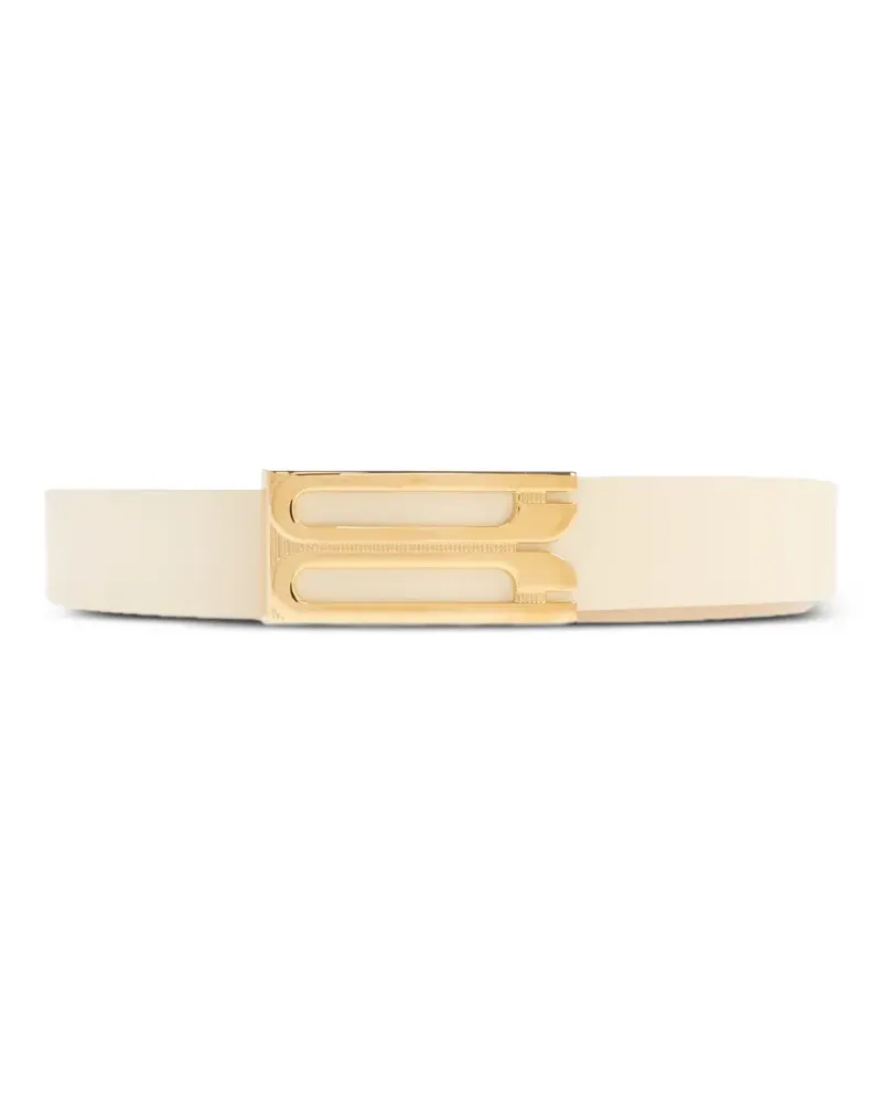 Victoria Beckham logo-buckle leather belt - Nude Nude