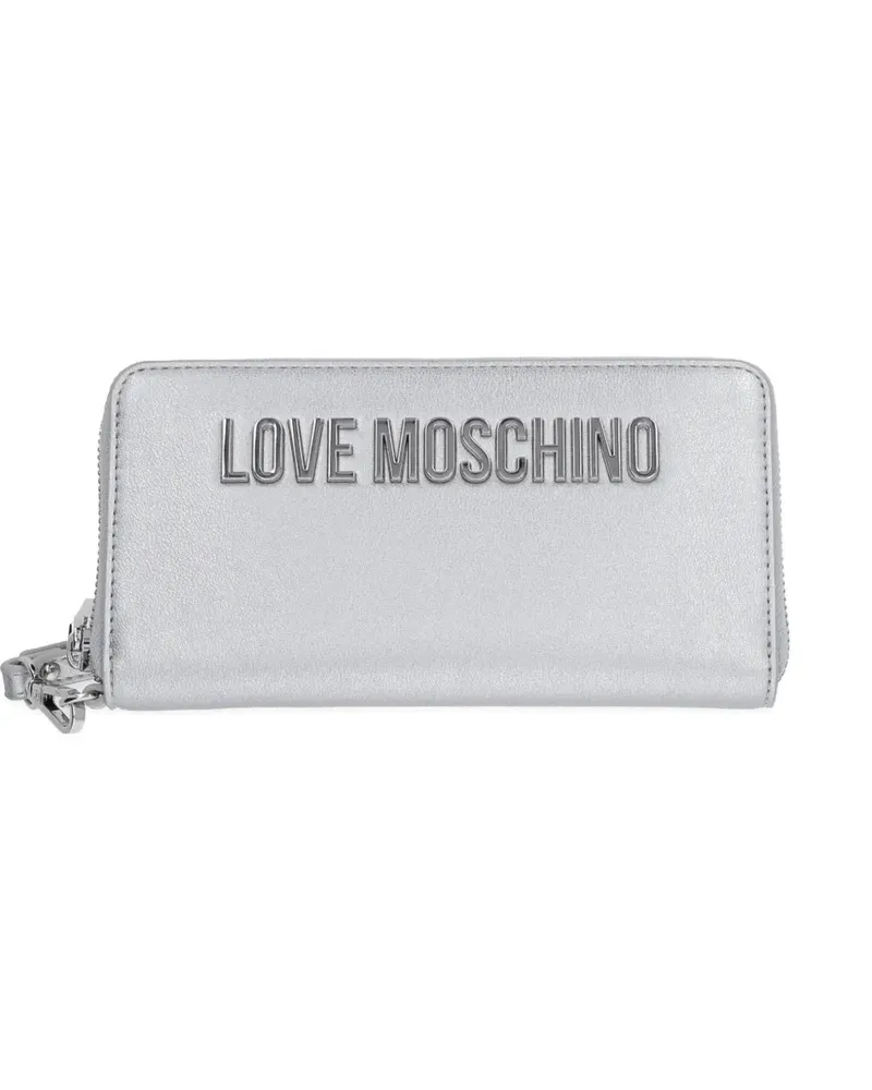 Moschino Portemonnaie im Metallic-Look - Silber Silber