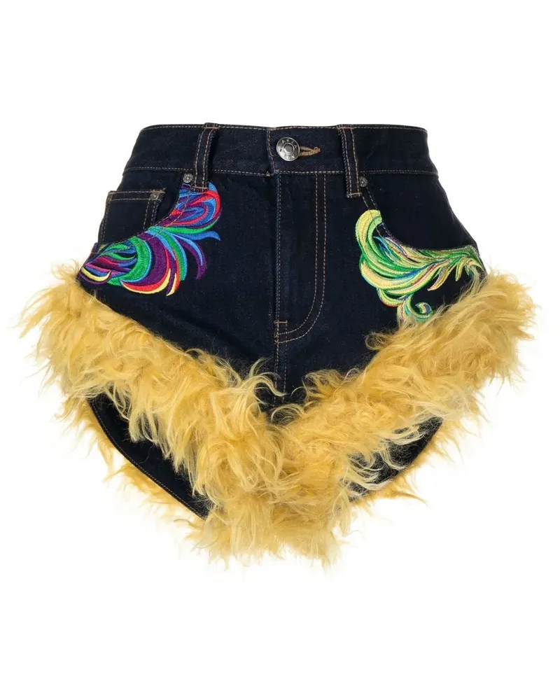 Area Jeans-Shorts mit Wollbesatz - Blau Blau