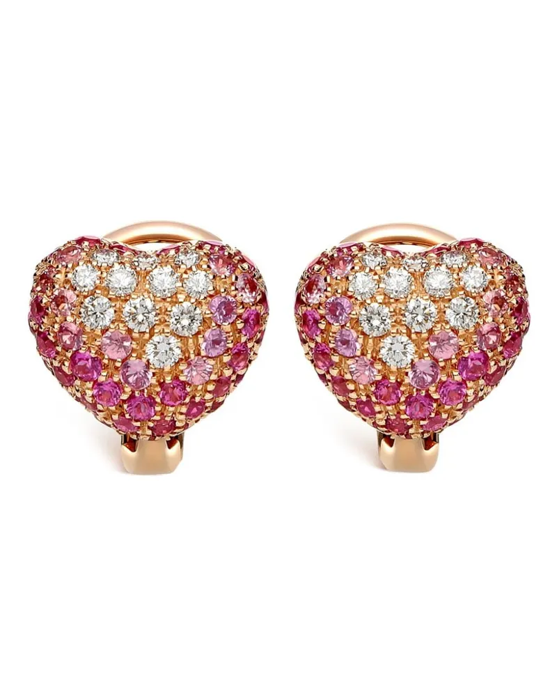 LEO PIZZO 18kt Amore Rotgoldohrringe mit Diamant und pinkem Saphir - Rosa Rosa