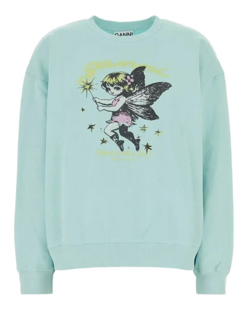 Ganni graphic-print sweatshirt - Blau Blau