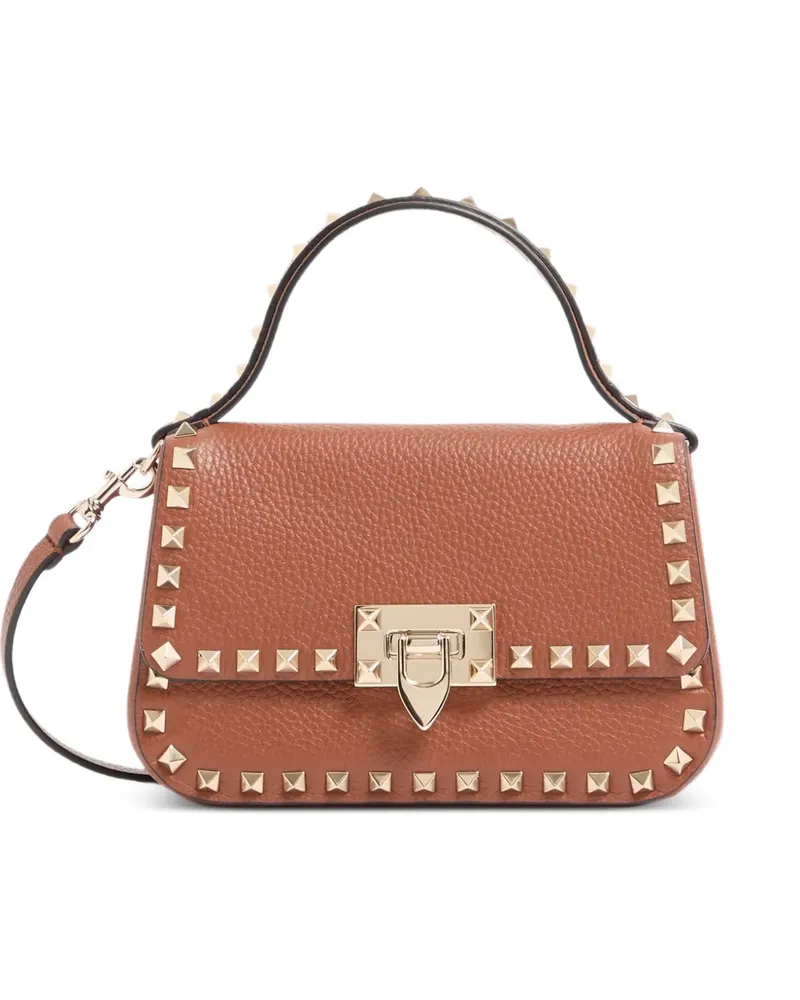 Valentino Garavani Rockstud small handbag in grainy calfskin - Braun Braun