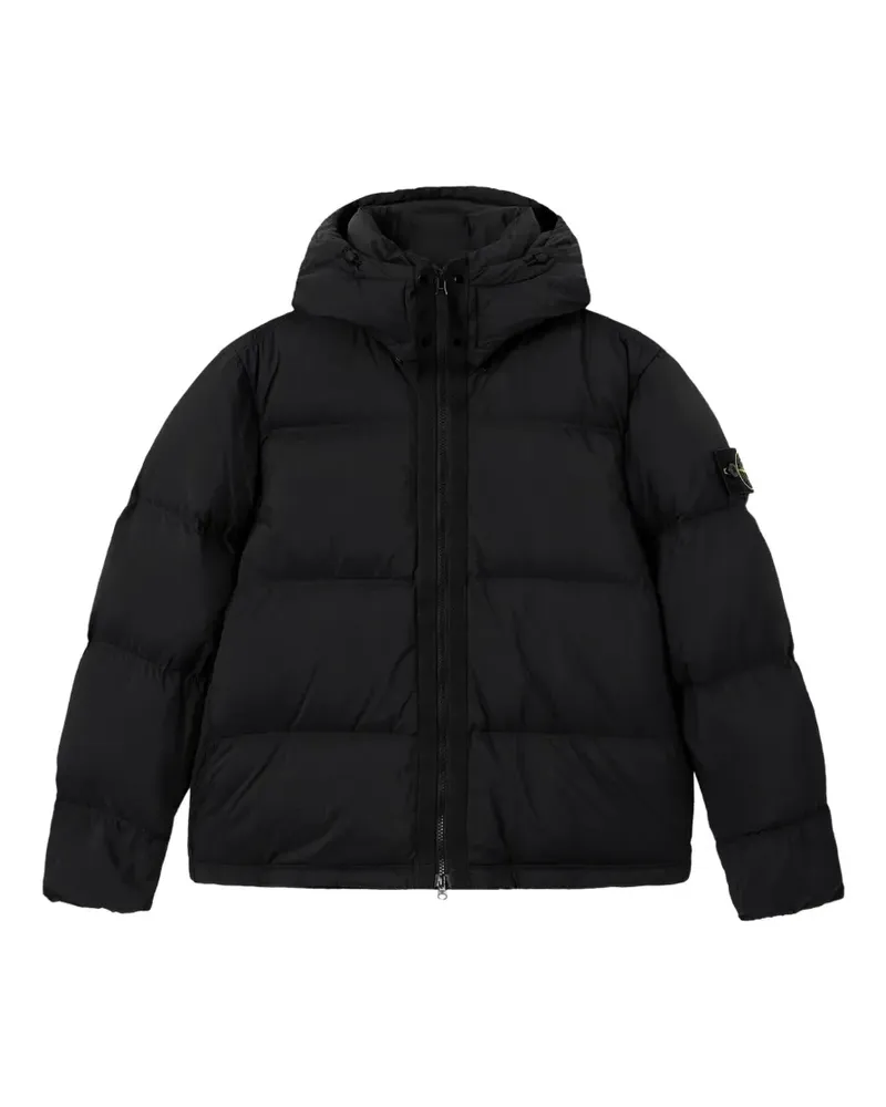 Stone Island logo-patch hooded jacket - Schwarz Schwarz