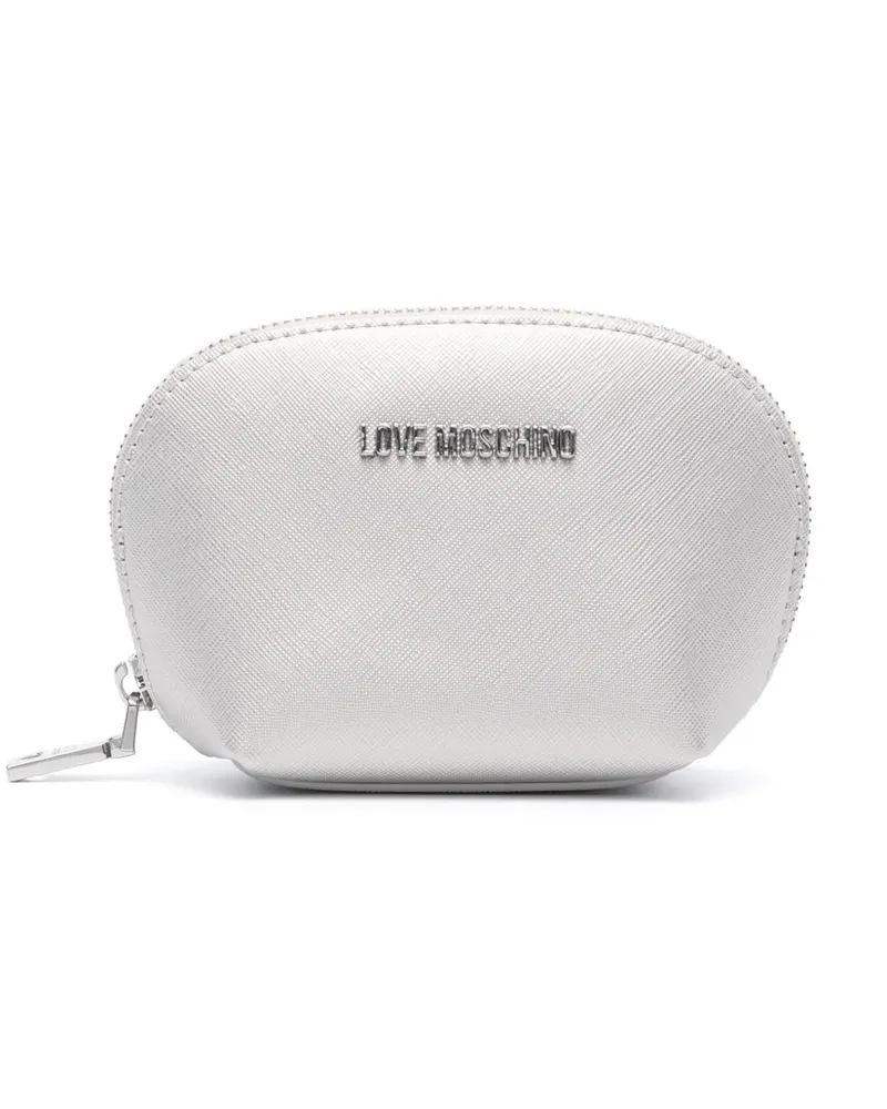 Moschino Kosmetiktasche mit Logo - Silber Silber