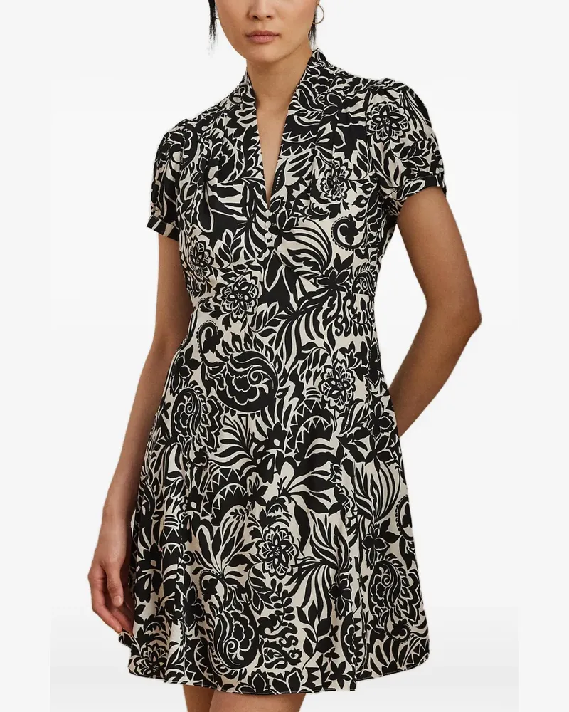 Ralph Lauren floral-print short-sleeve mini dress - Schwarz Schwarz