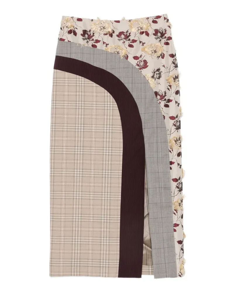 Antonio Marras patchwork floral-print midi skirt - Nude Nude