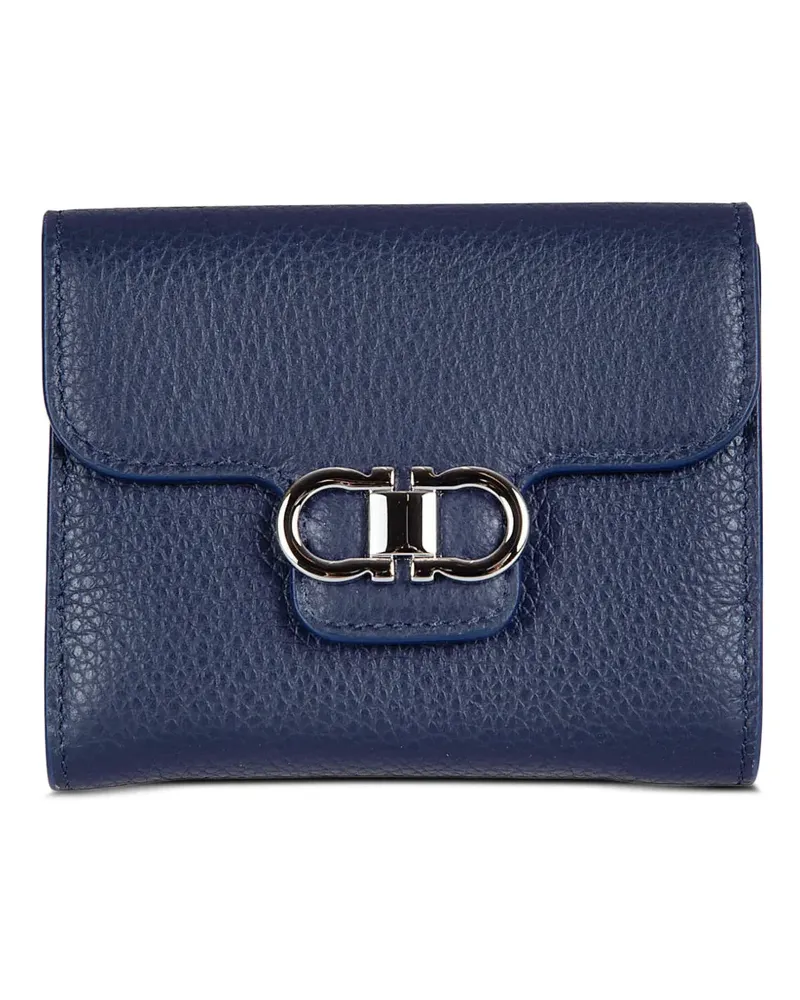 Ferragamo Gancini Portemonnaie aus gekörntem Leder - Blau Blau
