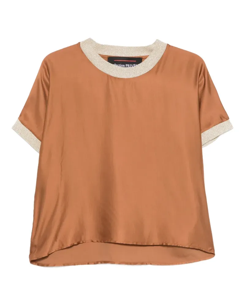 Collection Privée? Verzierte Bluse mit rundem Ausschnitt - Braun Braun