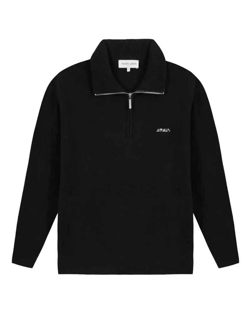 Maison Labiche Amour Wollpullover mit kurzem Reißverschluss - Schwarz Schwarz