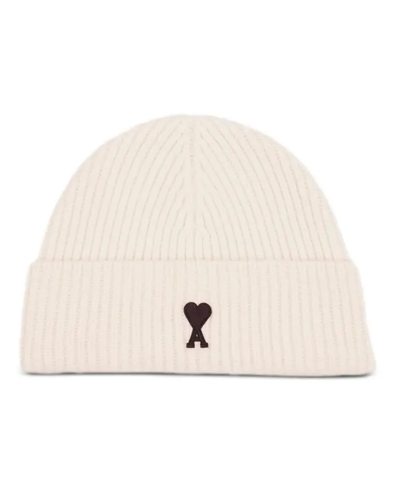 AMI Paris Gerippte Beanie mit Umschlag - Nude Nude