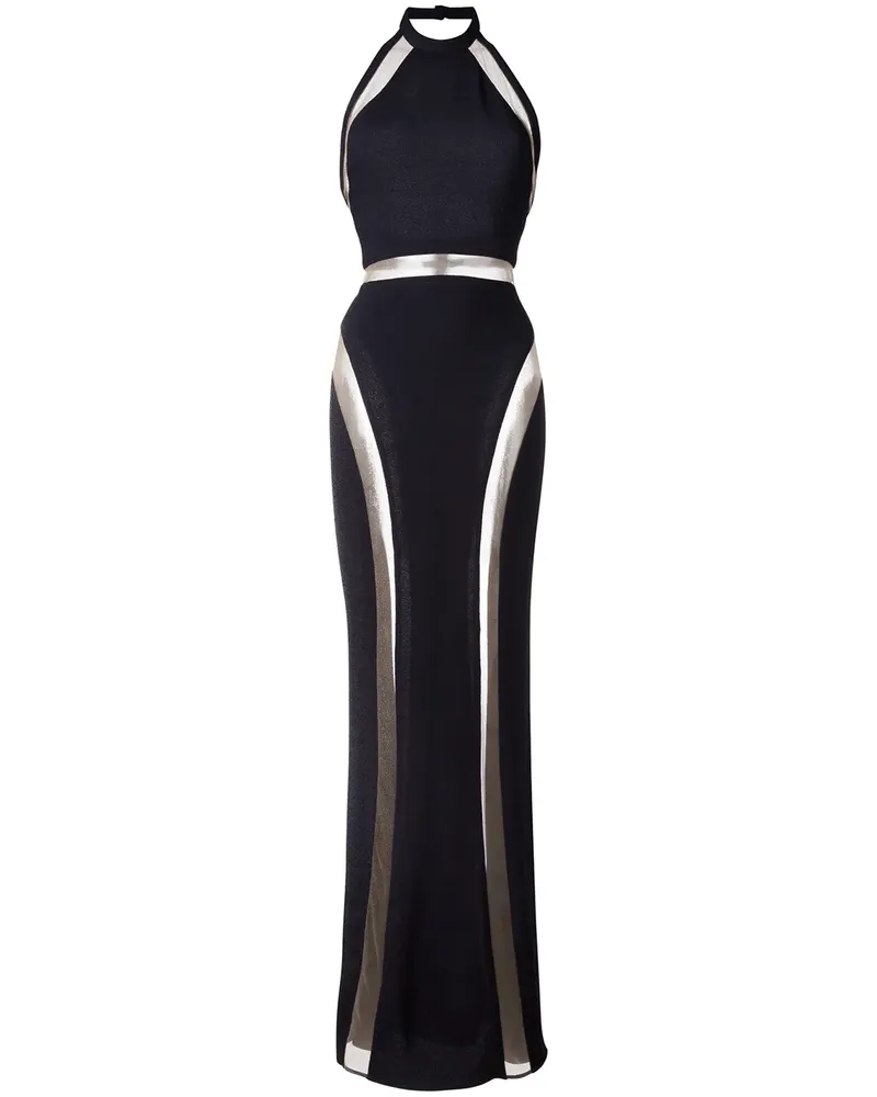Balmain Abendrobe mit transparenten Einsätzen - Schwarz Schwarz