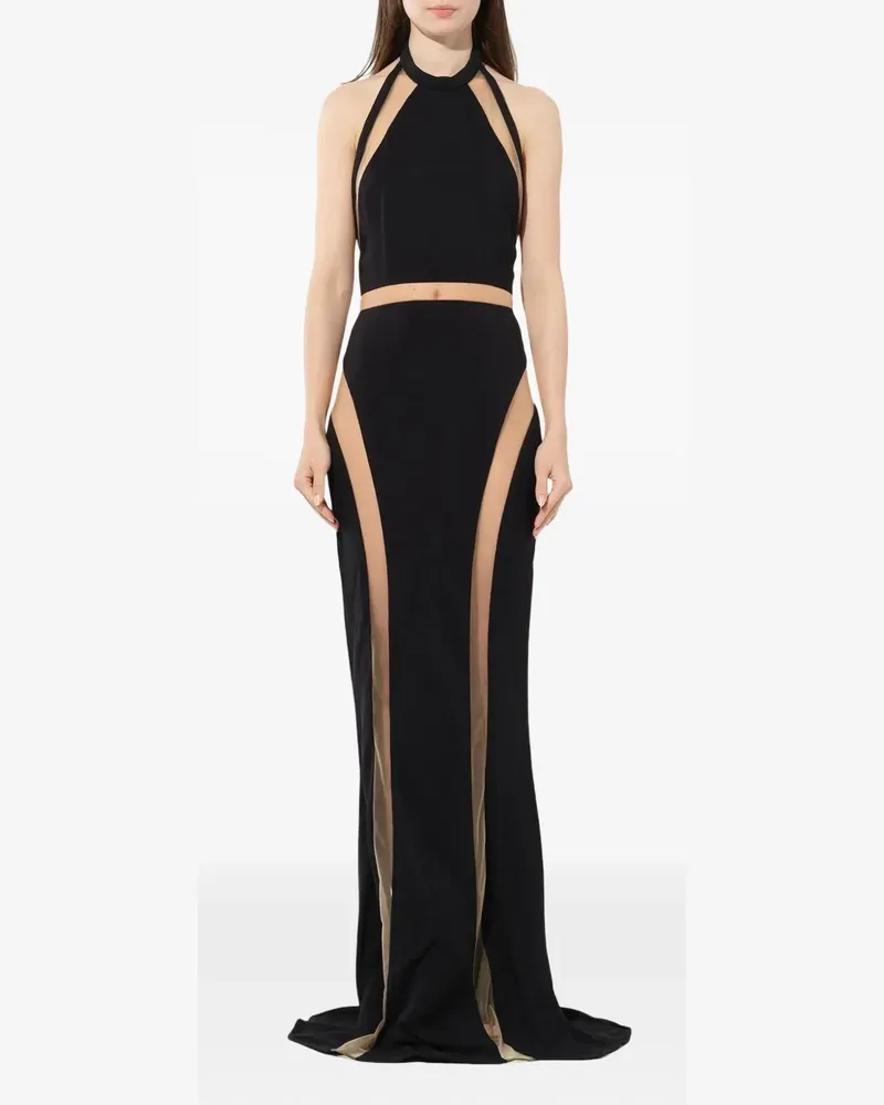 Balmain Abendrobe mit transparenten Einsätzen - Schwarz Schwarz