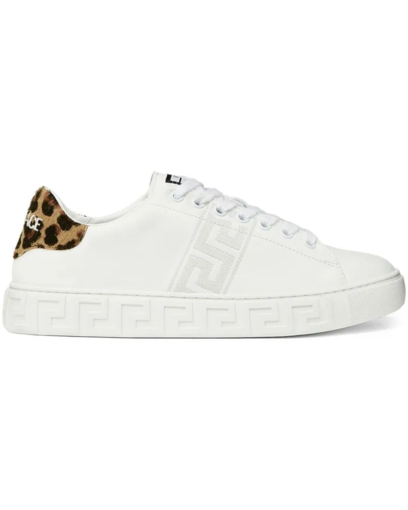 Versace Greca Sneakers mit Leoparden-Stickerei - Weiß Weiß