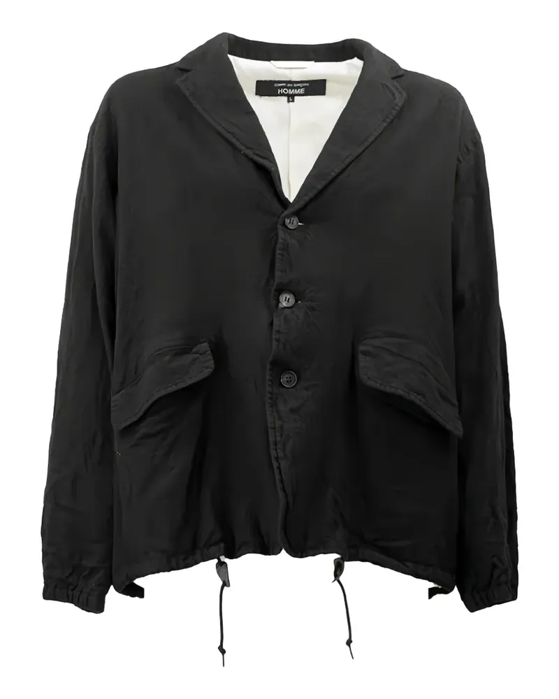 Comme des Garçons Leichte Jacke in Knitteroptik mit Kordelzug - Schwarz Schwarz
