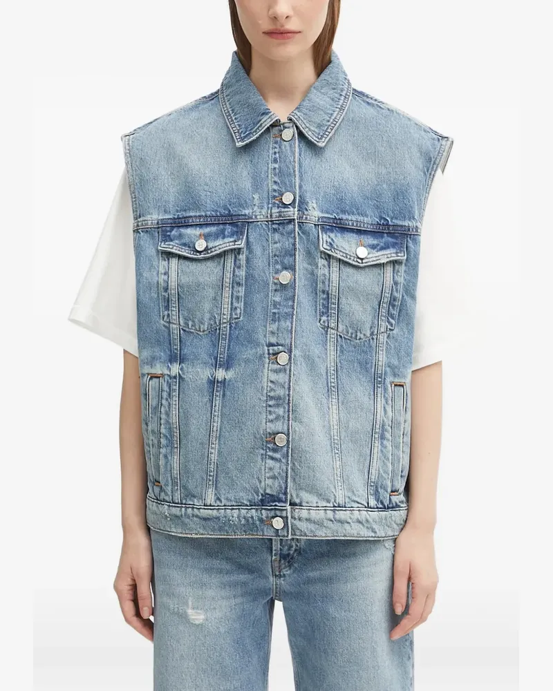 Anine Bing Weste im Distressed-Look - Blau Blau