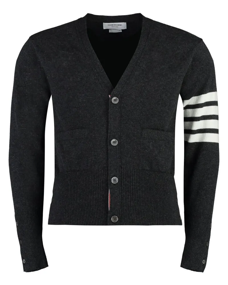 Thom Browne Kaschmircardigan mit gestreiftem Ärmel - Grau Grau