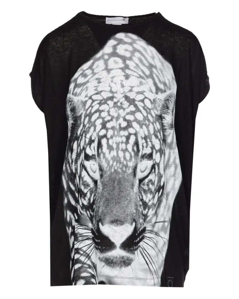 Stella McCartney T-Shirt mit Leoparden-Print - Schwarz Schwarz