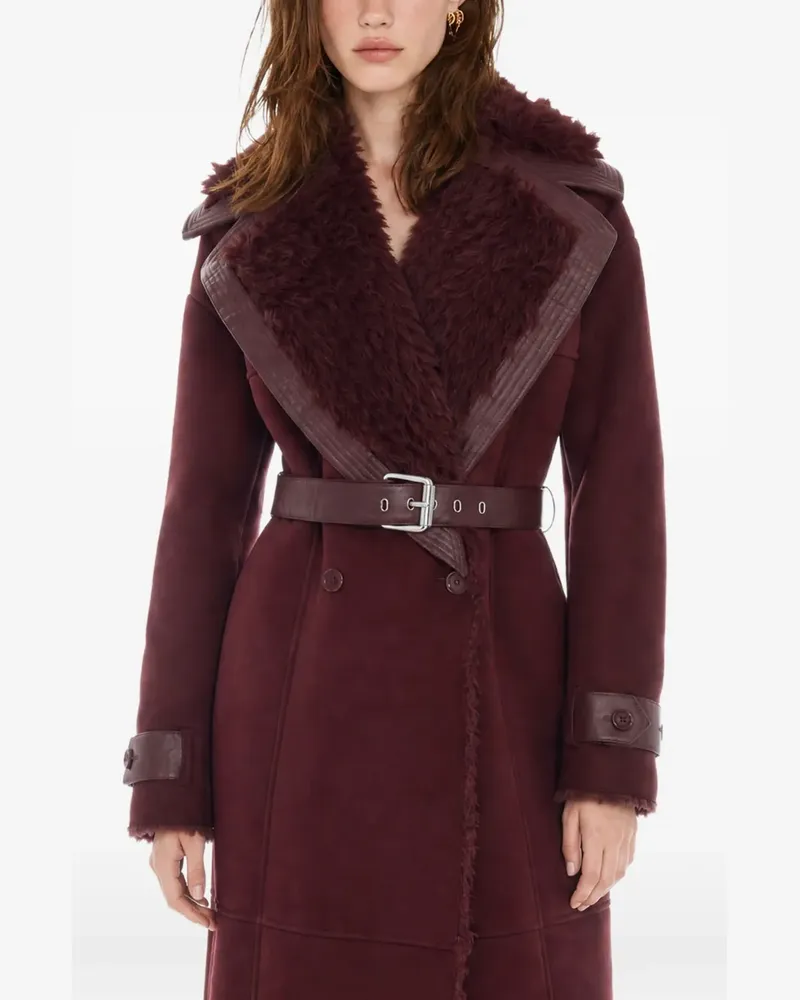 Patrizia Pepe belted faux-shearling coat - Rot Rot