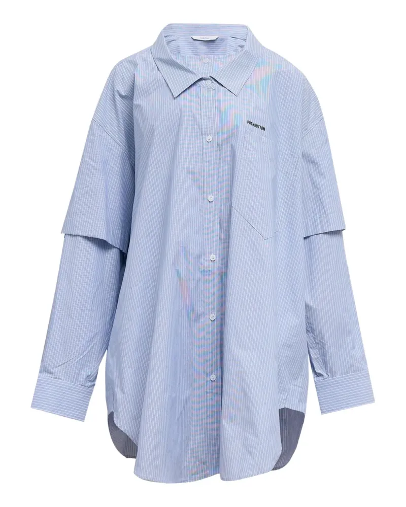 pushBUTTON striped layered shirt dress - Blau Blau