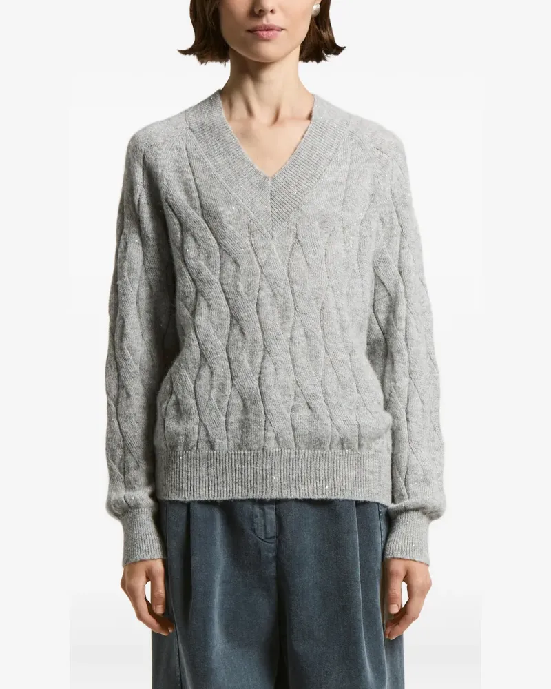 Peserico Pullover mit Zopfmuster - Grau Grau