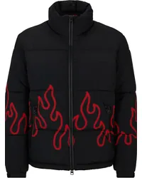 HUGO BOSS Gesteppte Jacke mit Flammen-Print Schwarz