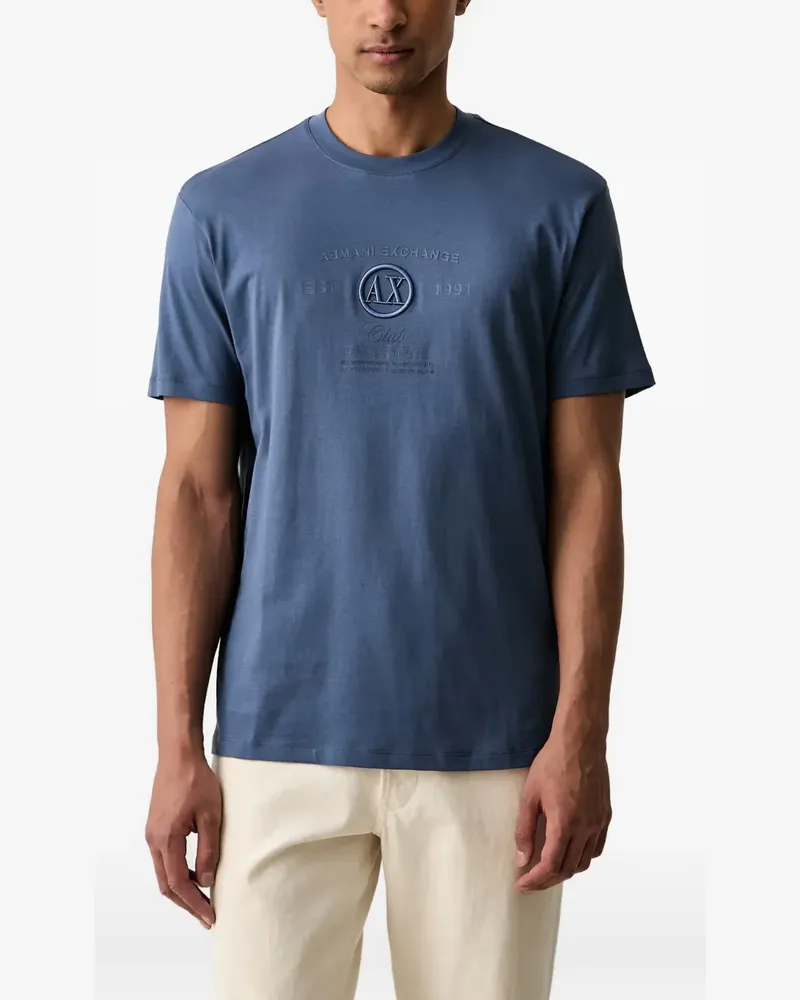 Armani Exchange logo-embroidered T-shirt - Blau Blau
