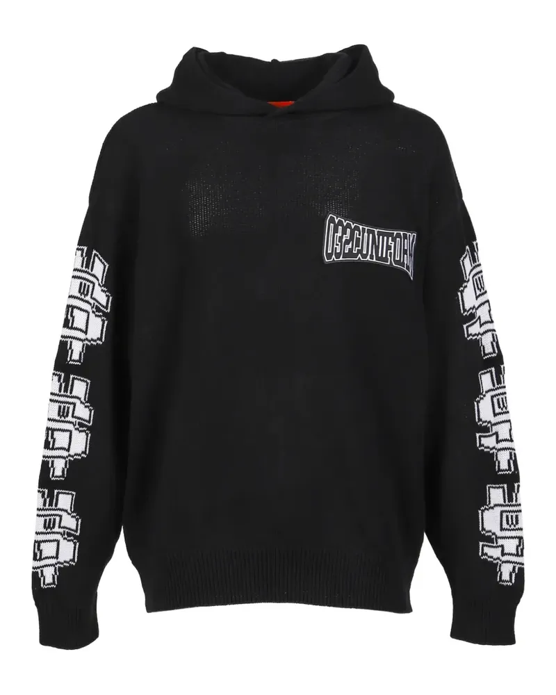 032c One Dollar Bill Hoodie aus Jacquard mit Logo-Patch - Schwarz Schwarz