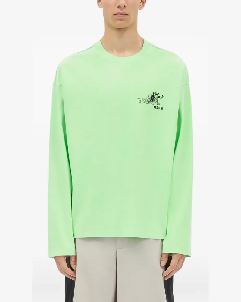 MSGM Langarmshirt mit Print - Grün Grün