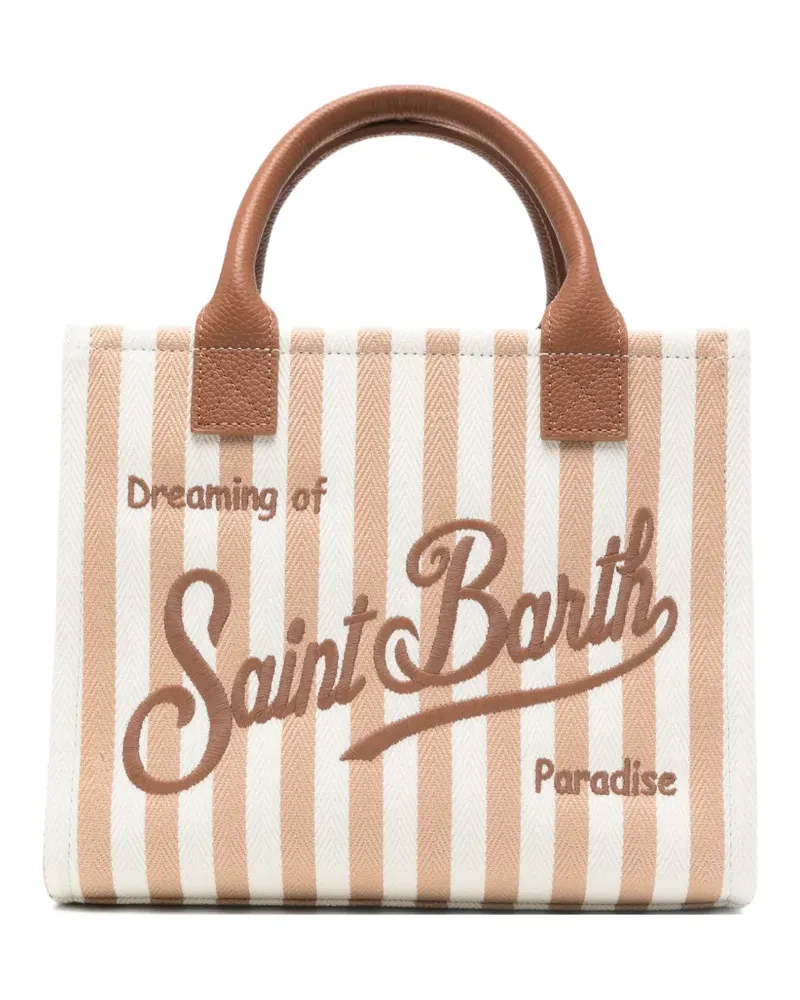 MC2 Saint Barth striped embroidered leather tote bag - Weiß Weiß