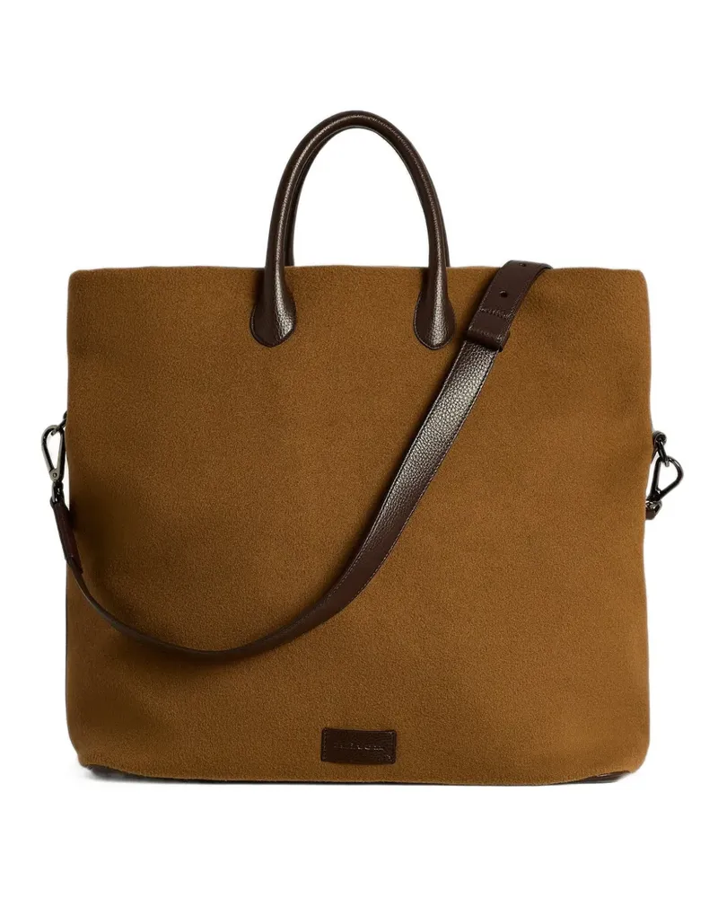 Kiton Weekender-Tote Bag aus Kaschmir mit Lederbesatz - Braun Braun