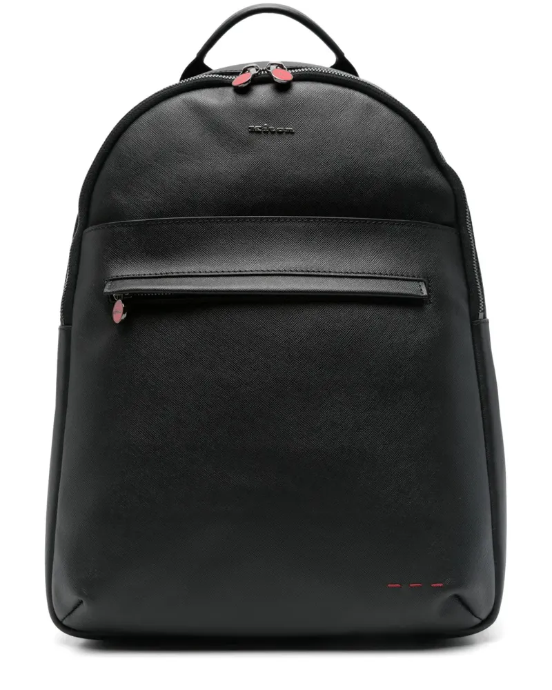 Kiton Rucksack aus Saffiano-Leder Schwarz