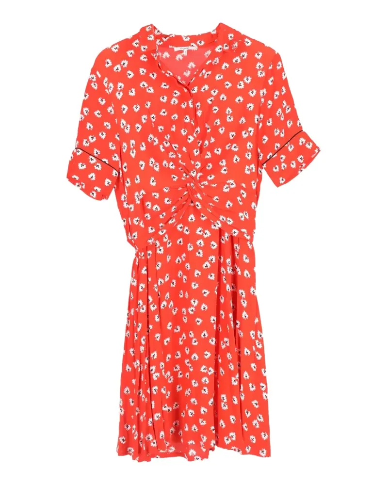 Ganni Twist-Front floral-print crepe dress - Rot Rot